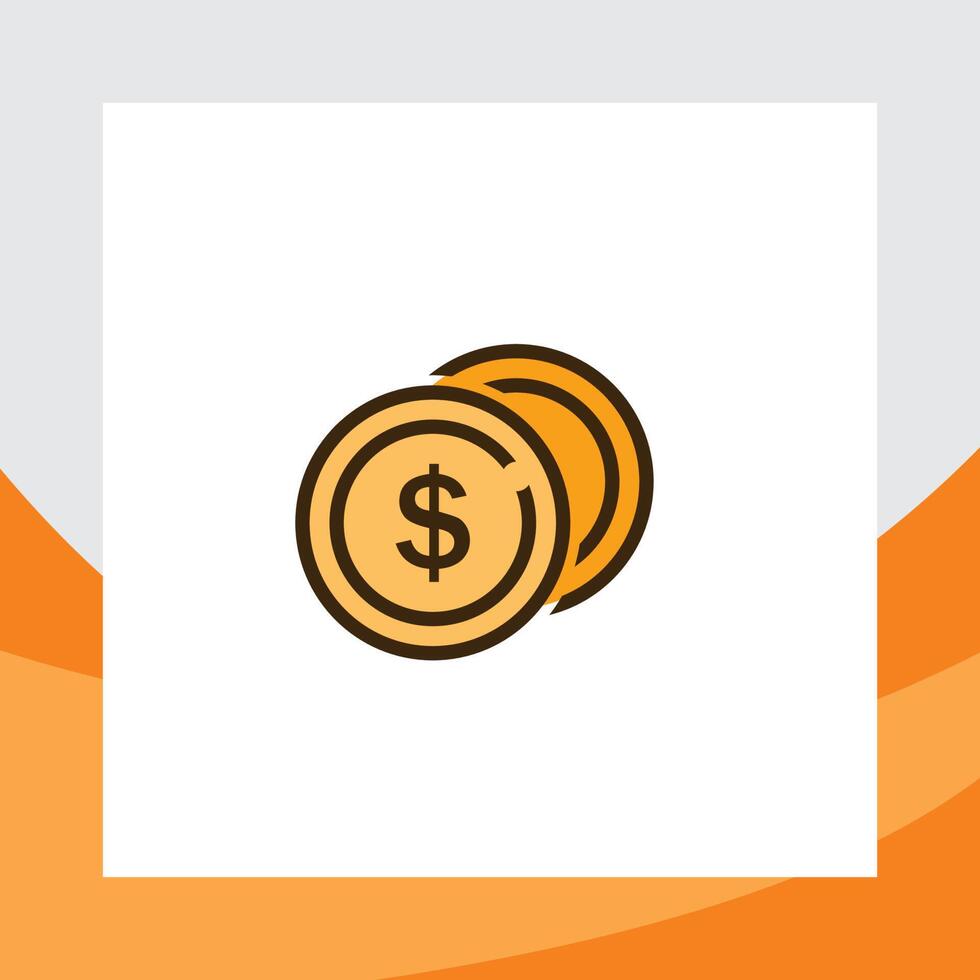 two gold coins icon vector