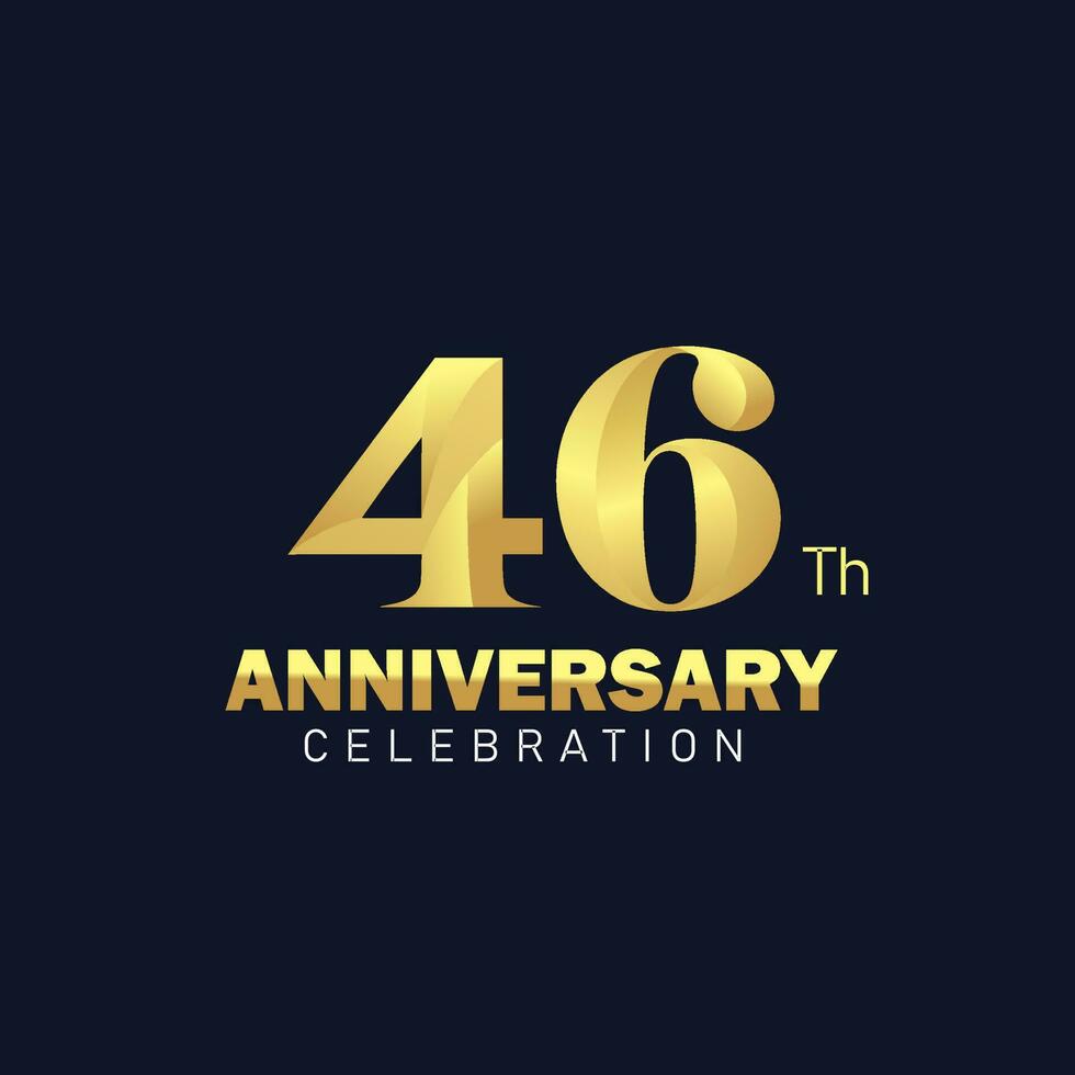 Desain logo hari jadi ke-46, logo hari jadi emas. Templat ulang tahun ke-46, perayaan ulang tahun ke-46 vector