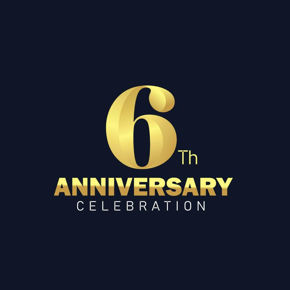 6to aniversario logo diseño, dorado aniversario logo. 6to aniversario plantilla, 6to aniversario celebracion vector