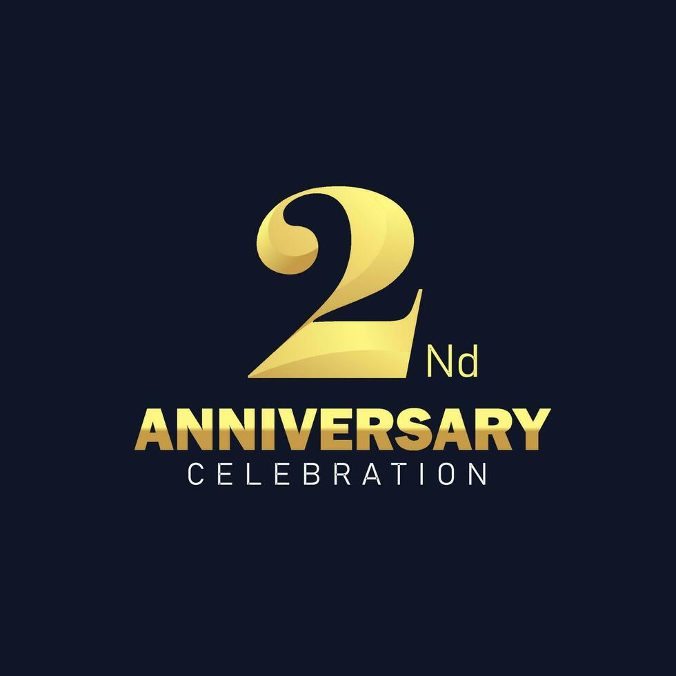 2nd anniversary logo design, golden anniversary logo. 2nd anniversary template, 2nd anniversary celebration vector