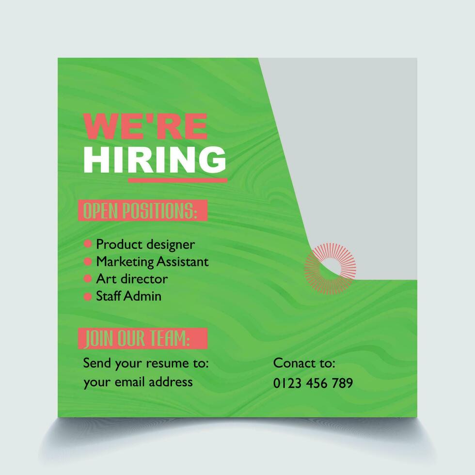 We are Hiring Social Media Post Template vector