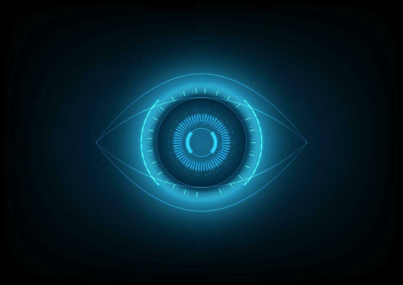 Cyber blue eye vector background. Innovative technology of future. Virtual reality scientific background