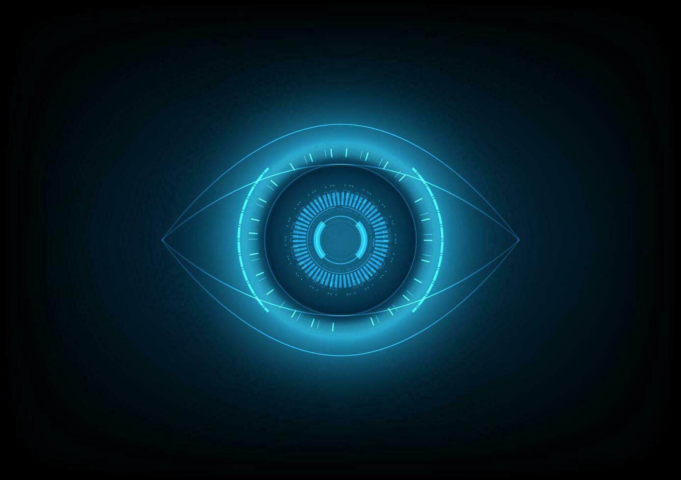 Cyber blue eye vector background. Innovative technology of future. Virtual reality scientific background