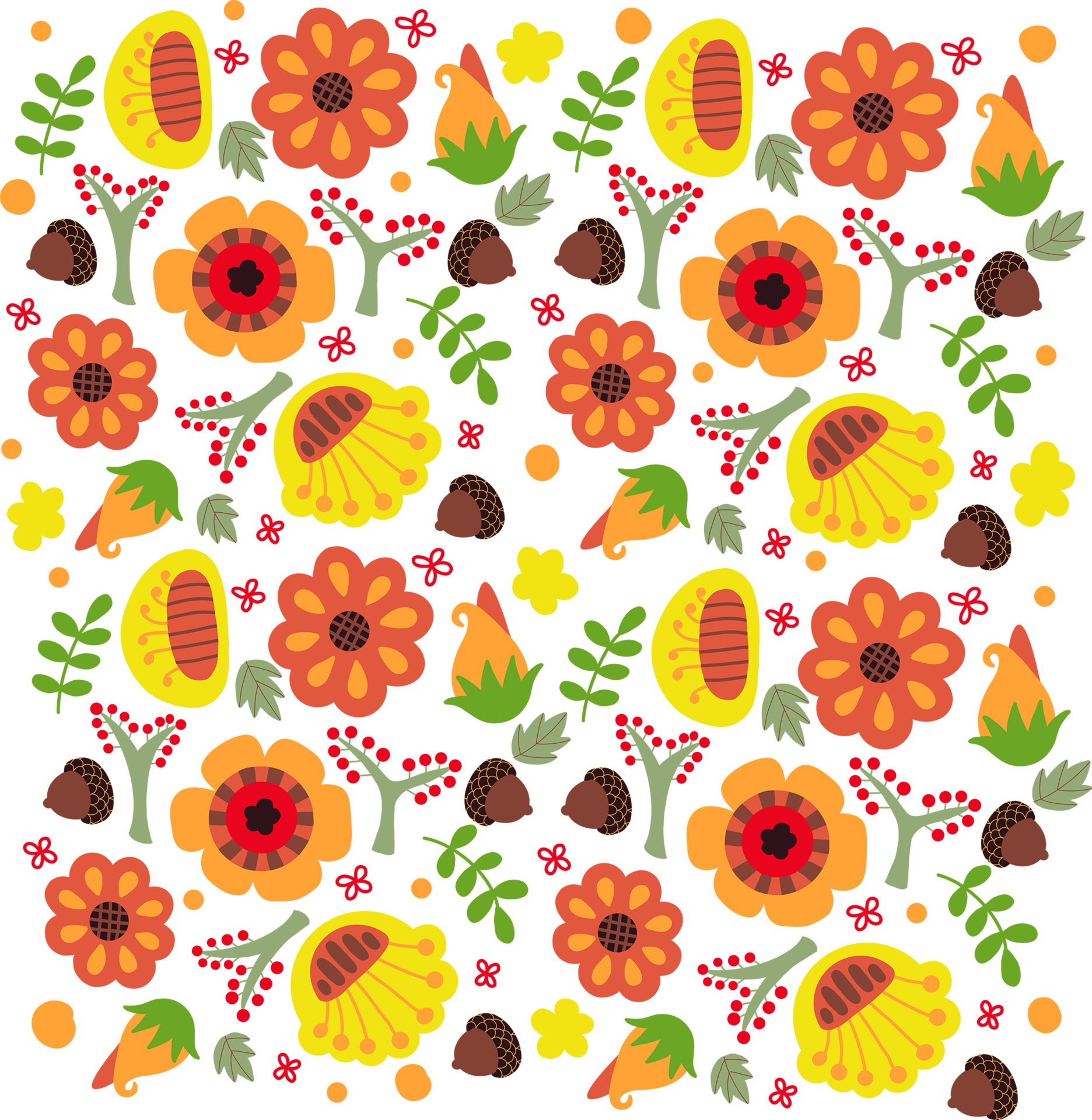 Acorns and Floral Wallpaper Background 24596677 PNG