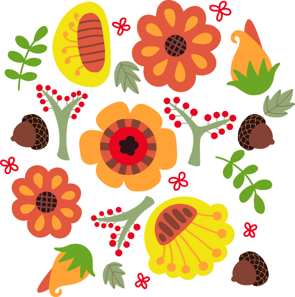 Autumn Colors Flower Pattern png