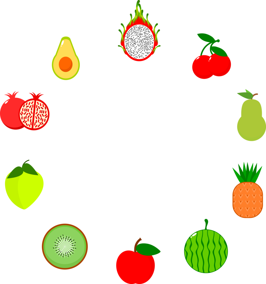 Mixed fruit circular border png