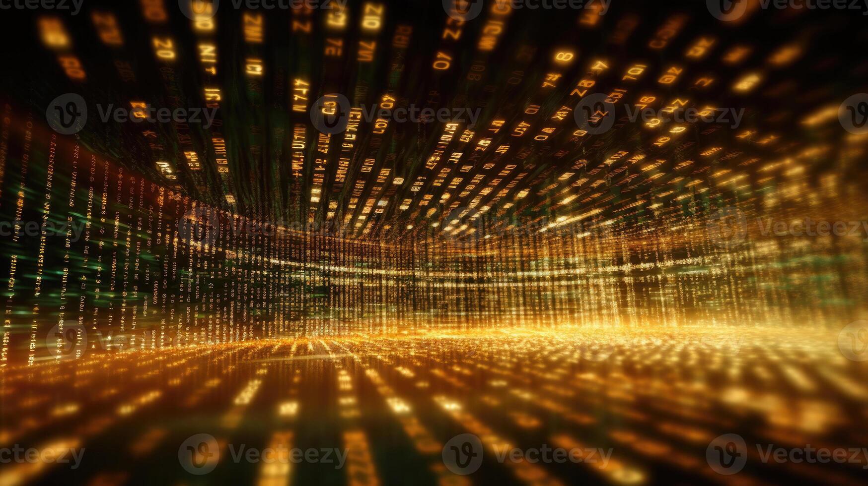 Futuristic cyberspace with binary code background. photo