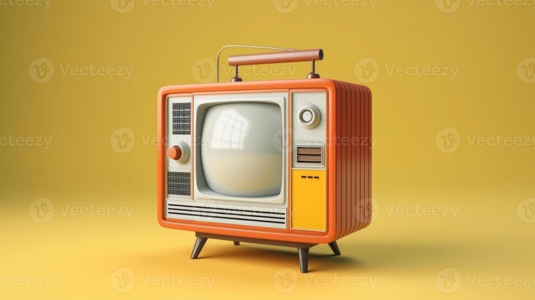 Retro old television on colored background. Minimal style. photo