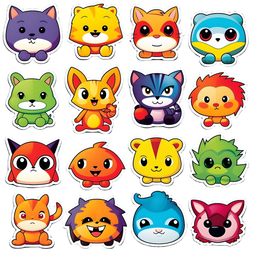 Whimsical World Delightful Cartoon Characters Sticker Pack for All Ages png