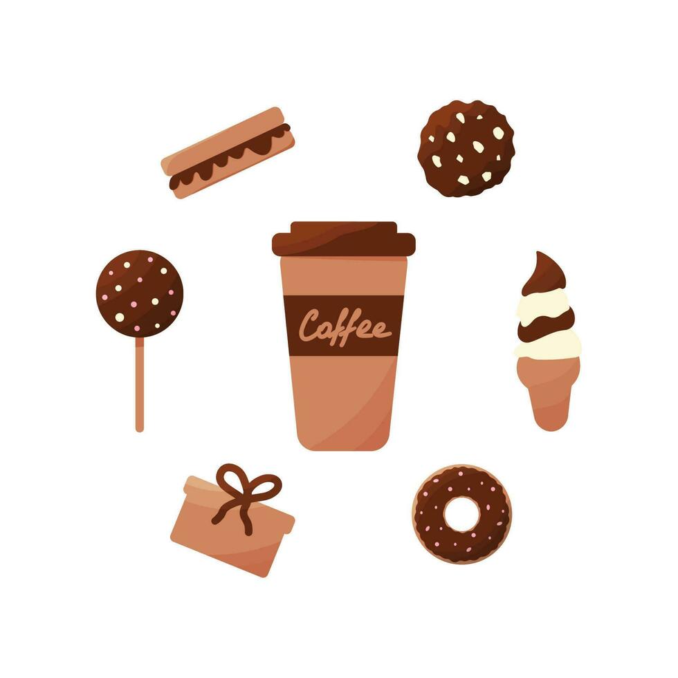 coffee cookies donut ice cream toast elements vector