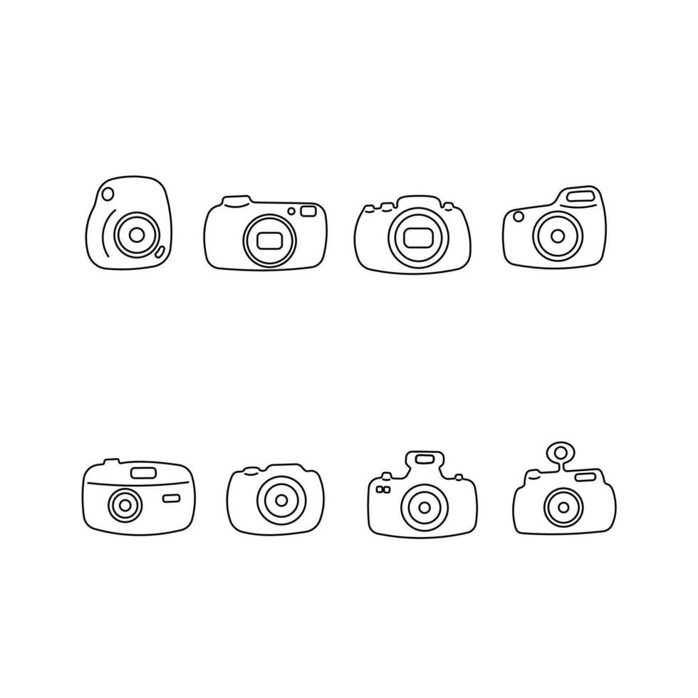 photography day coloring line doodle set elements vector