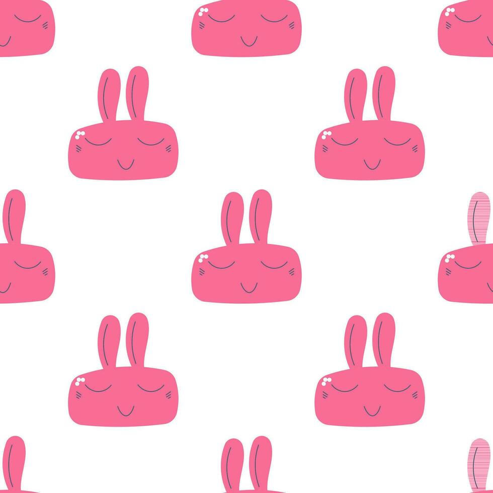 rabbit baby pink textile animal pattern elements vector