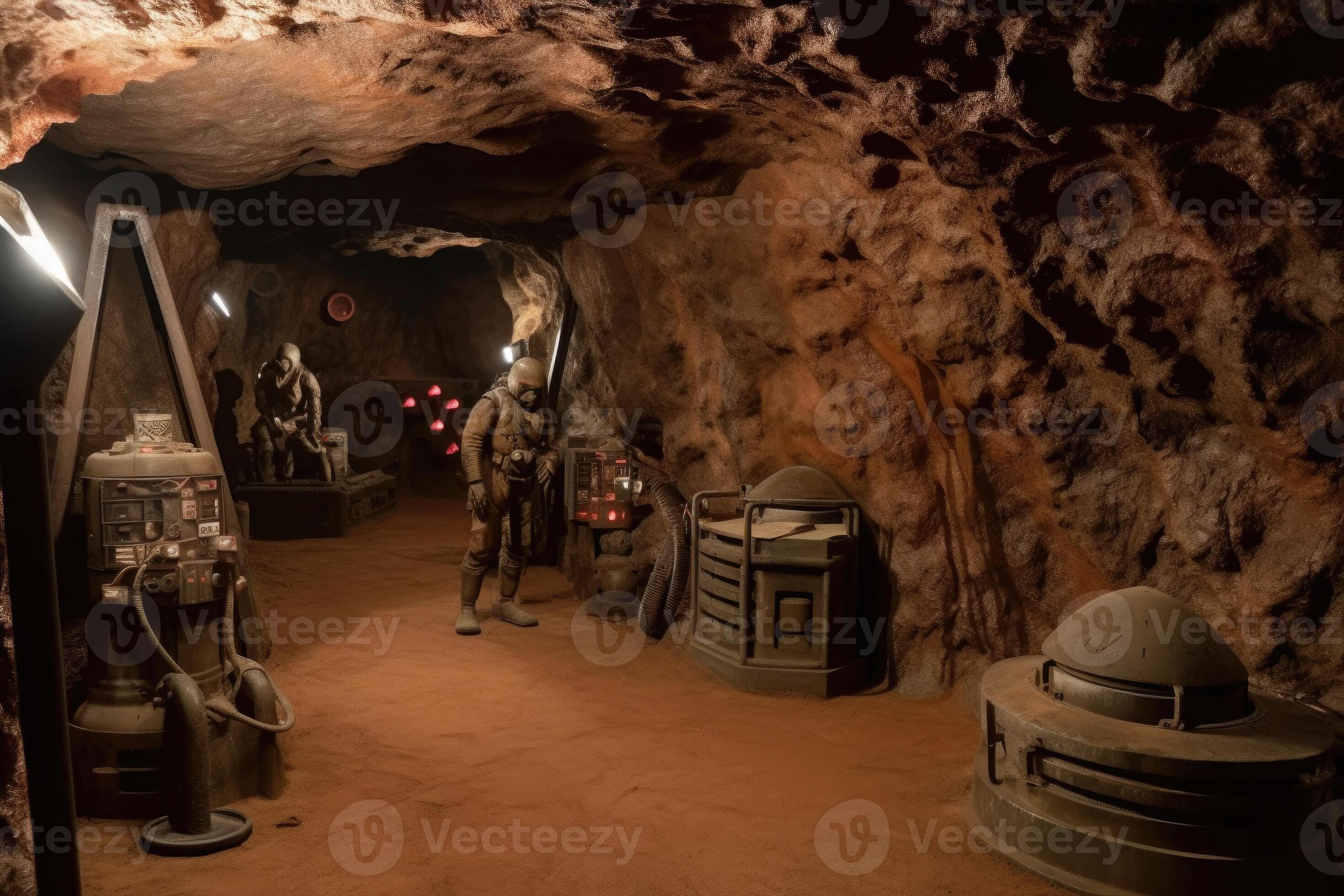 Mars colonization, space colony underground. Generative AI