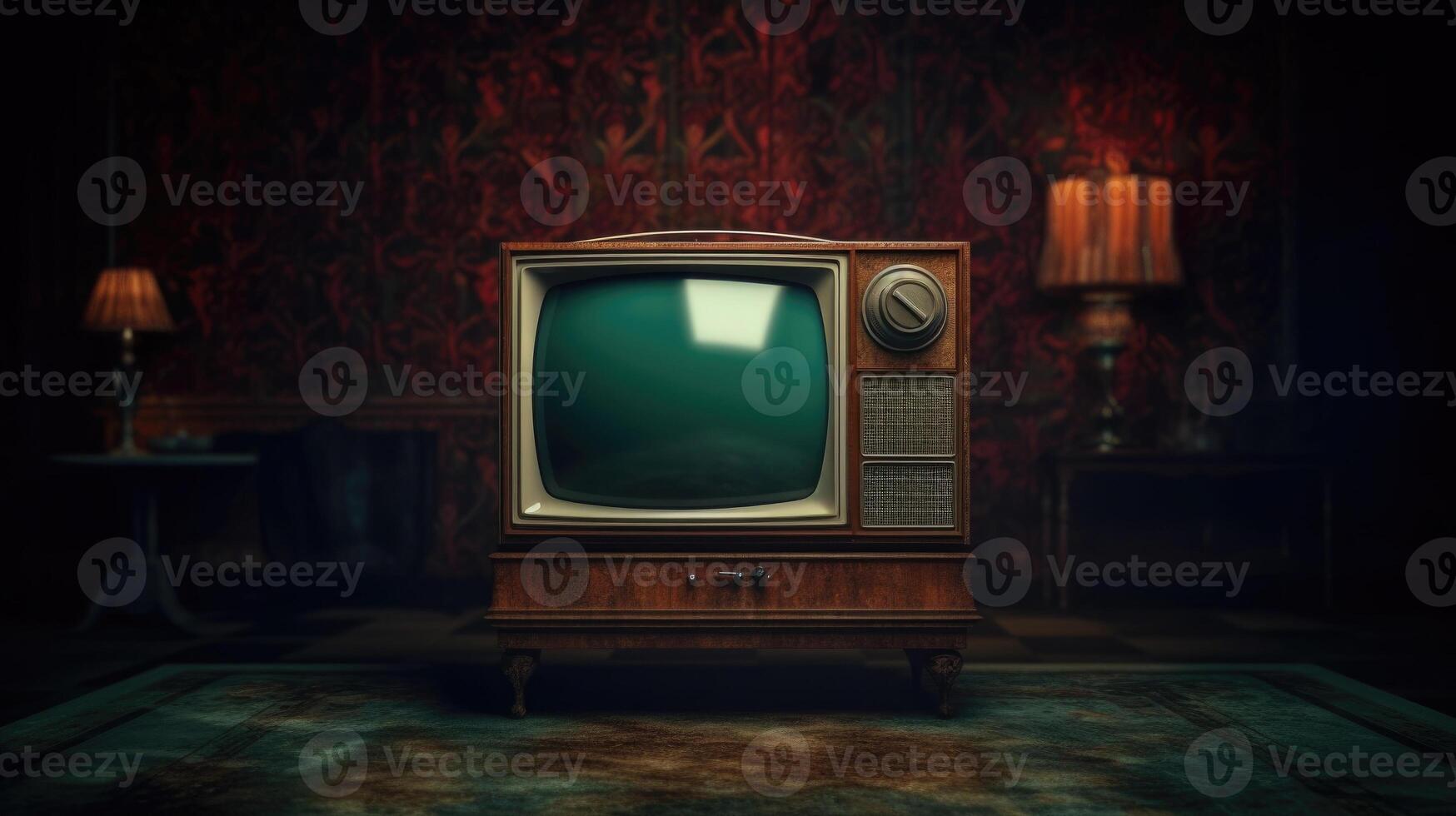 Retro old television on abstract background. Minimal style. photo