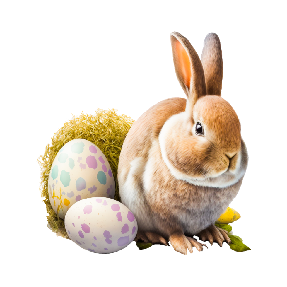 Cute Easter bunny with Easter egg png