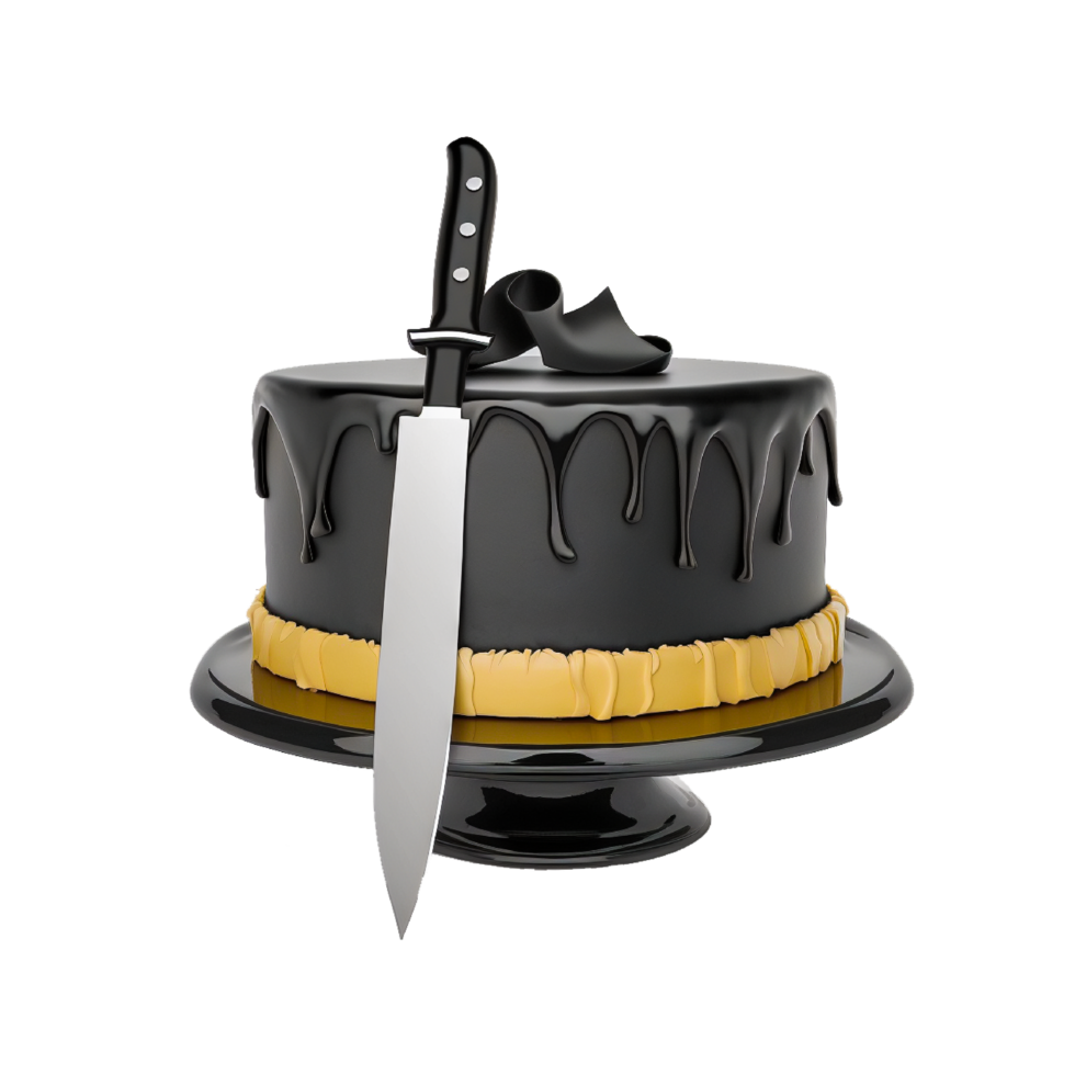 Chocolate cake with knife png