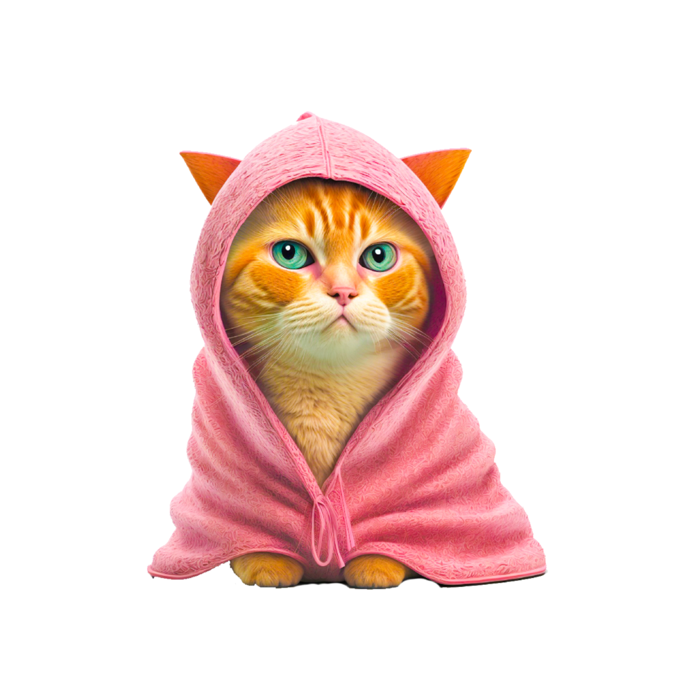 cute cat hidden in pink towl png