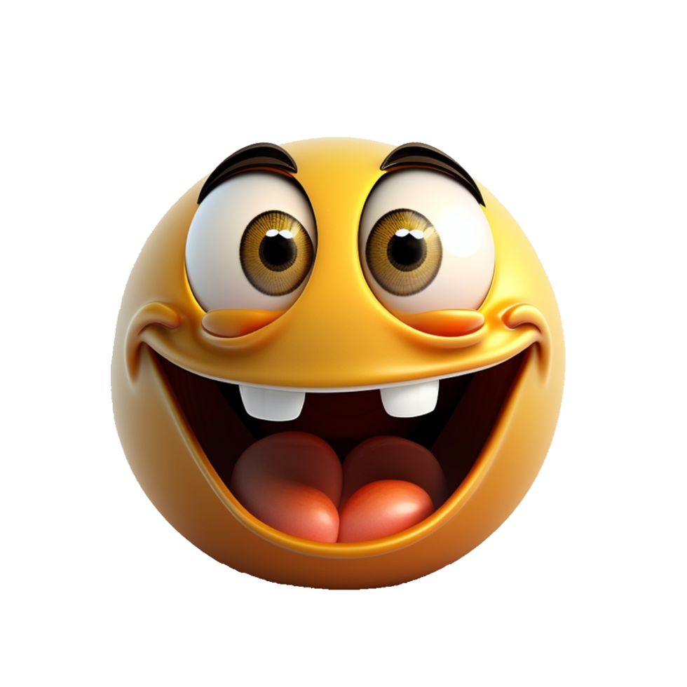 Big yellow 3d smiling smile isolated on transparent background png