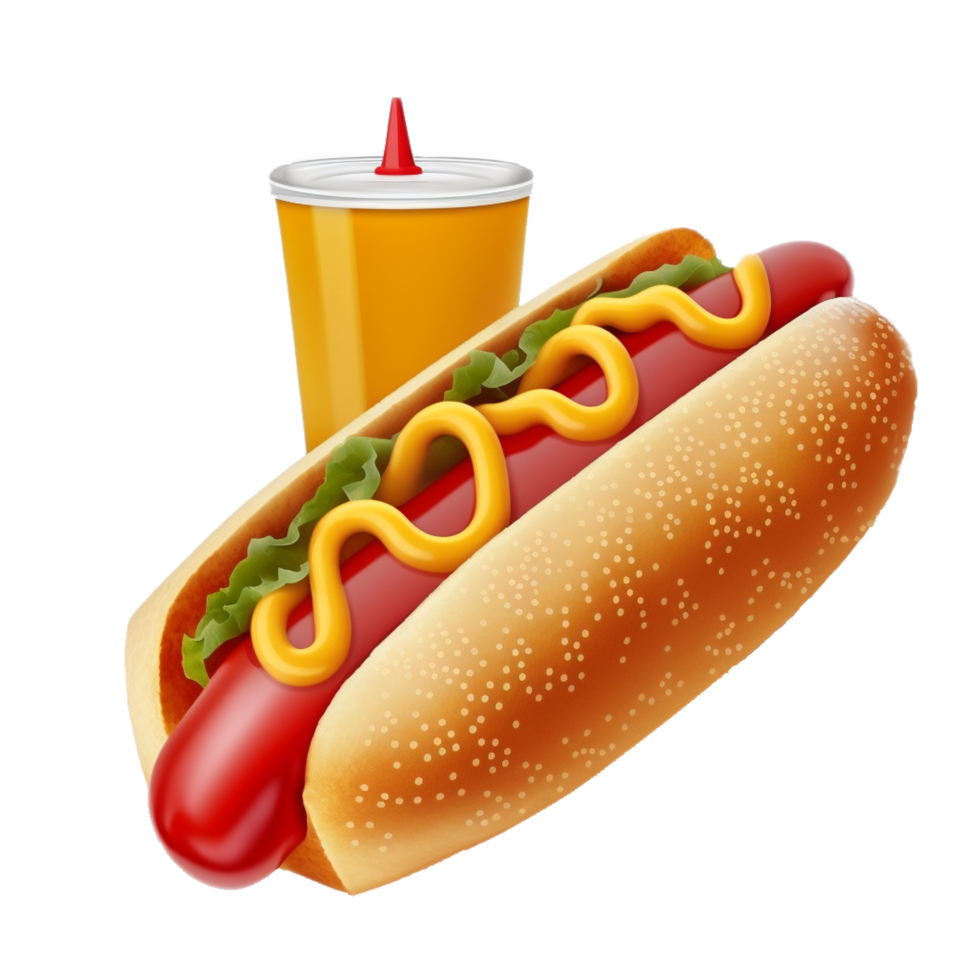 3d render illustration of american hot dog with mustard png