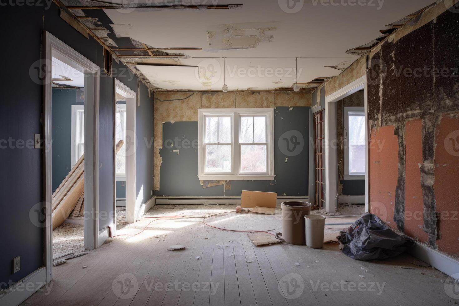 Renovation concept. Interior room before repair. photo