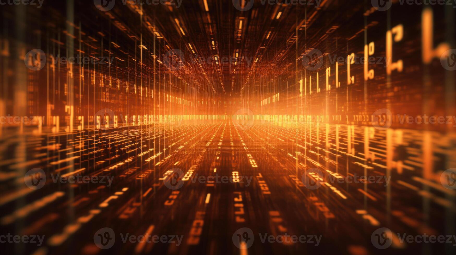 Futuristic cyberspace with binary code background. photo