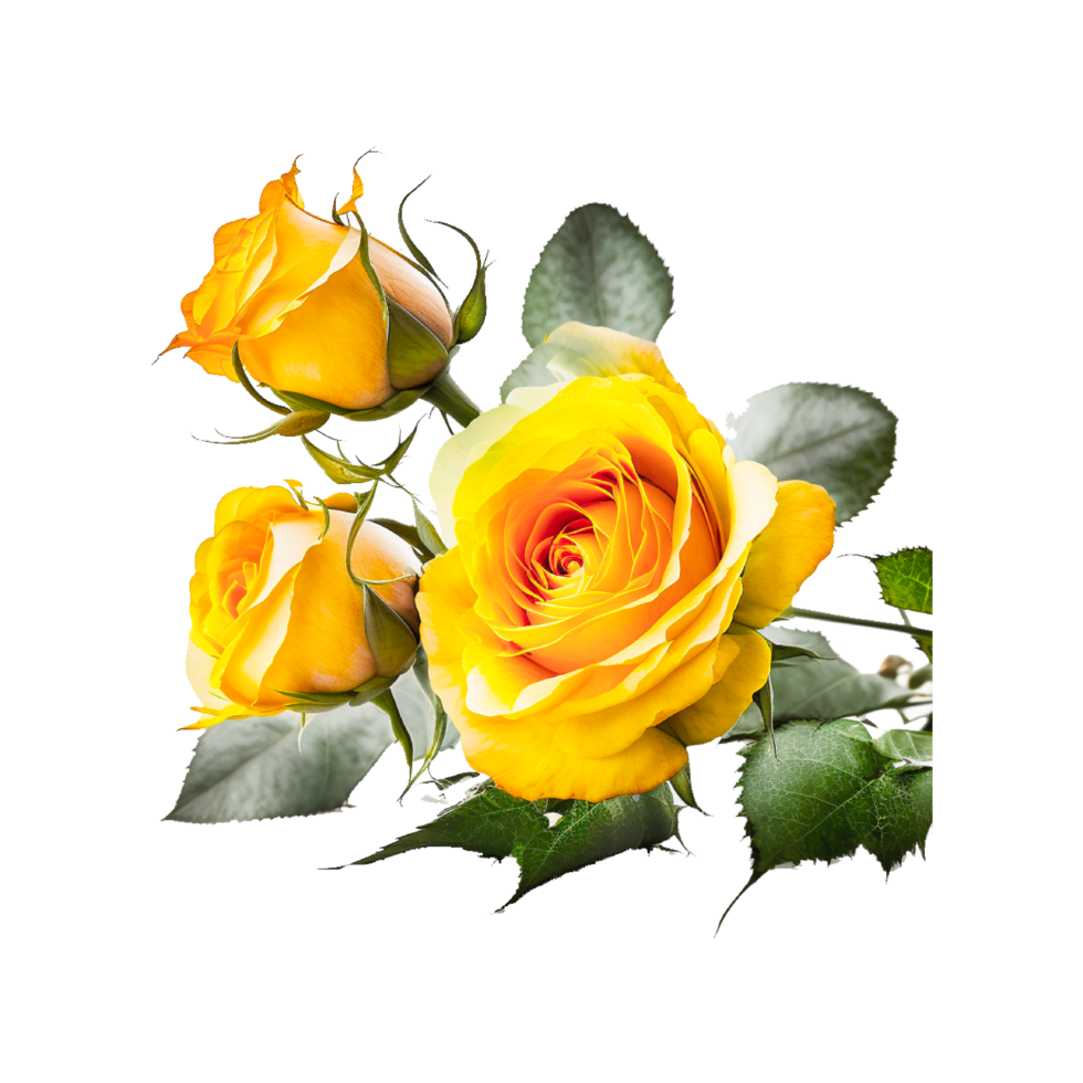 Jaune Rose fleur png génératif ai