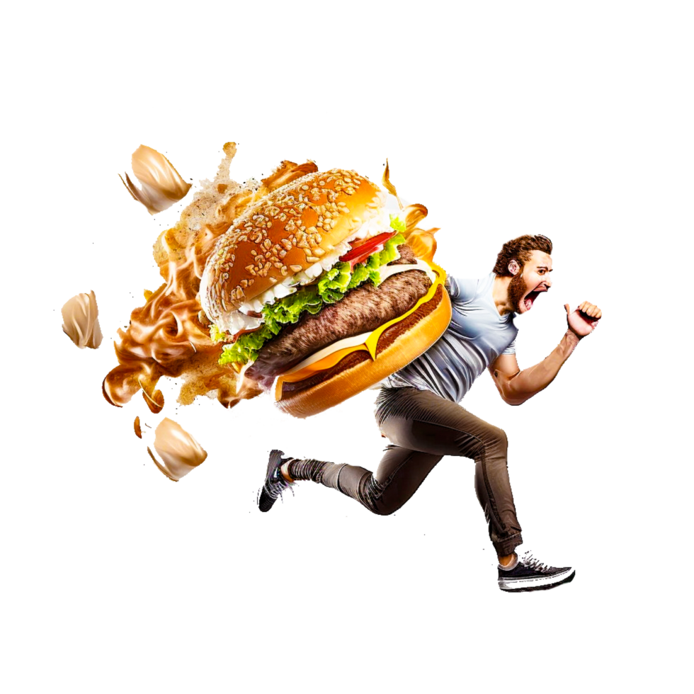 A man running with burger png
