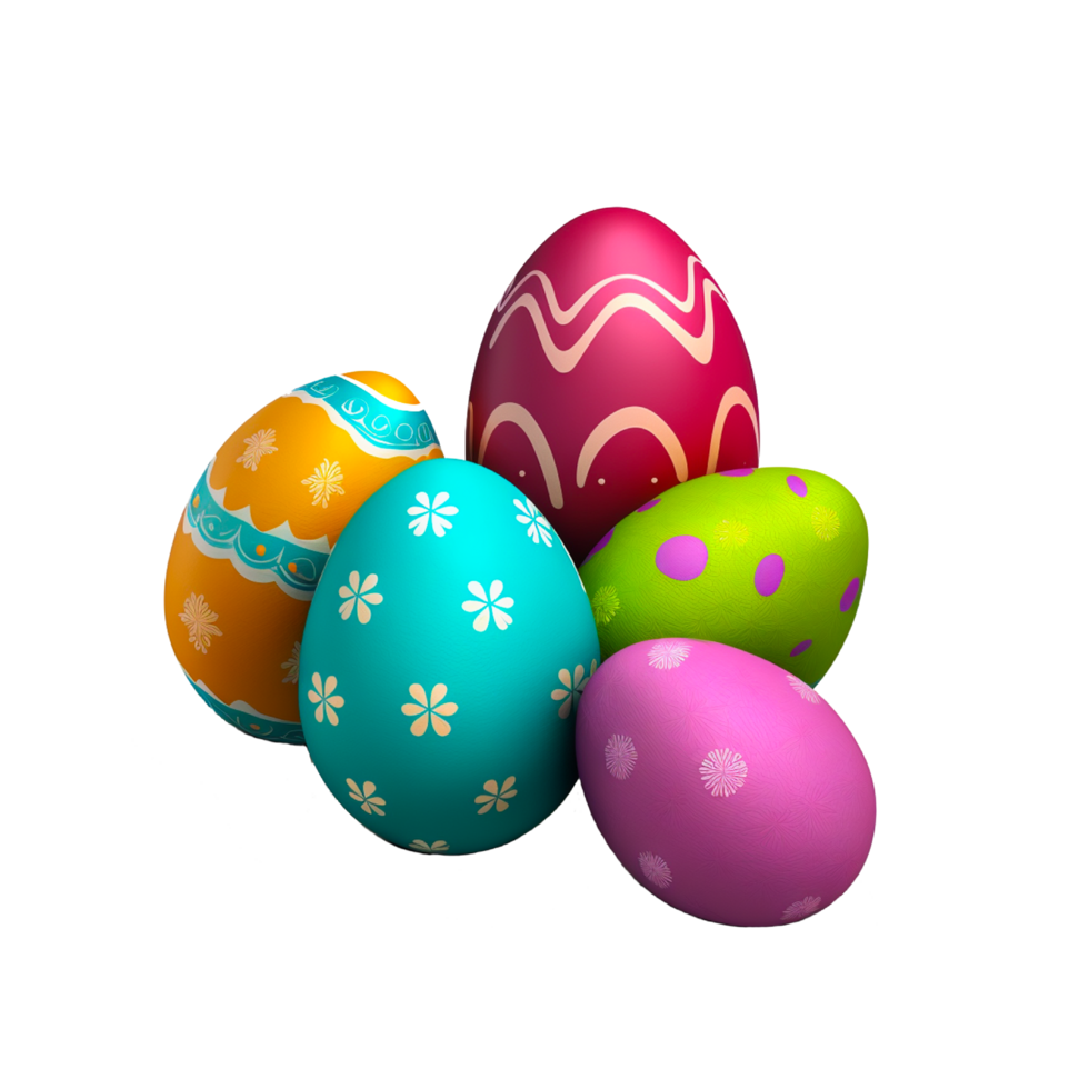Set of colorful Easter egg png