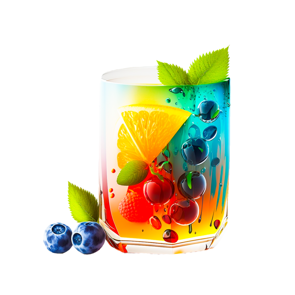 Fruta jugo vaso png generativo ai