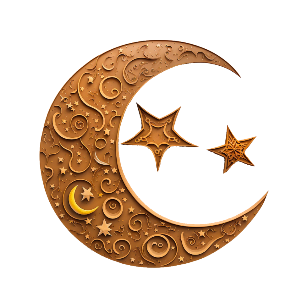 Eid Mubarak moon with stars png