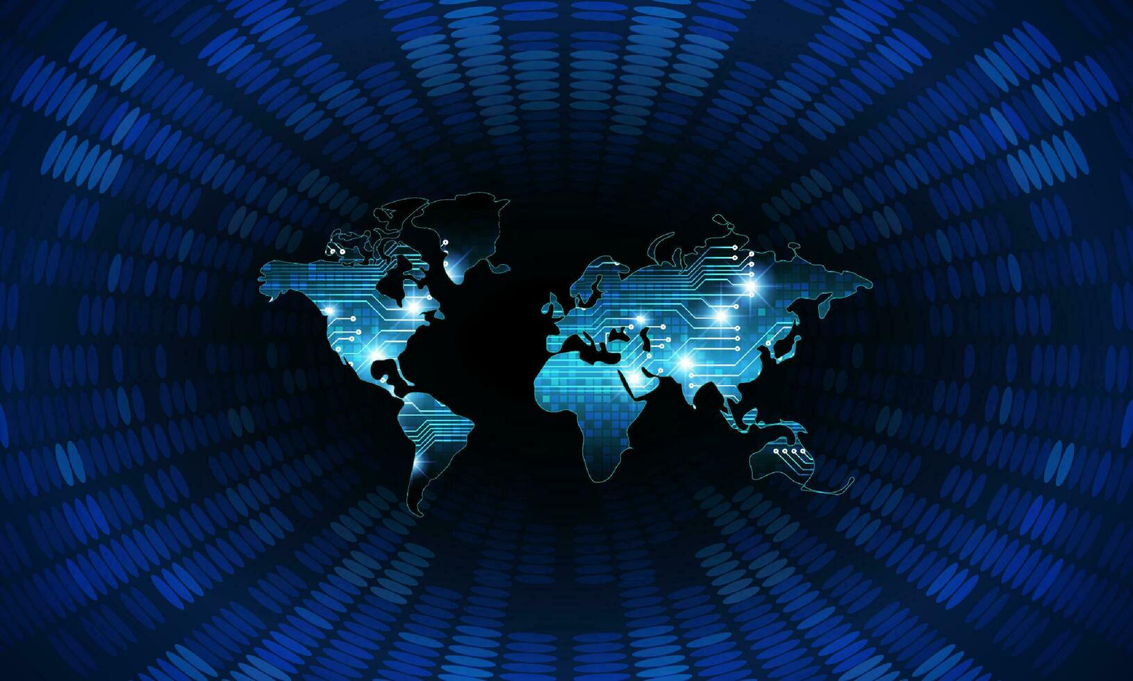 Modern Cybersecurity Technology Background with world map vector