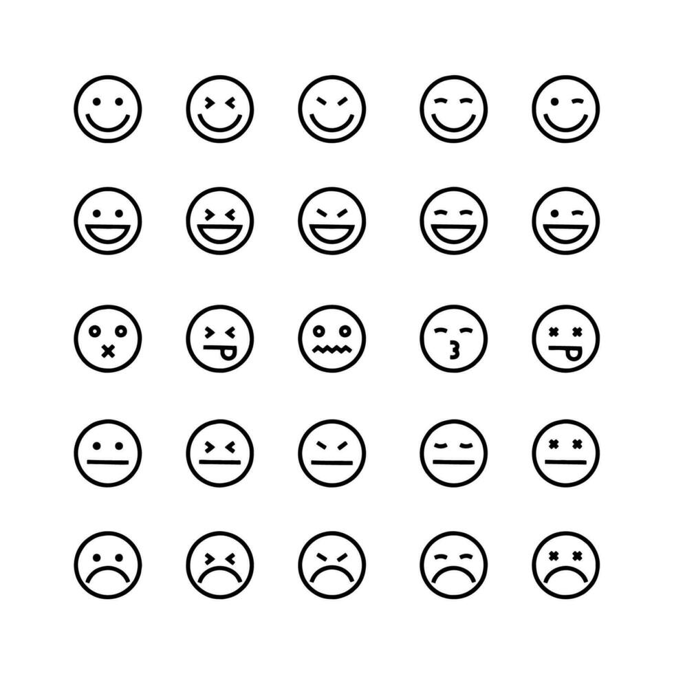 emoji colocar. caras en un lineal estilo. vector gráfico, abstracción