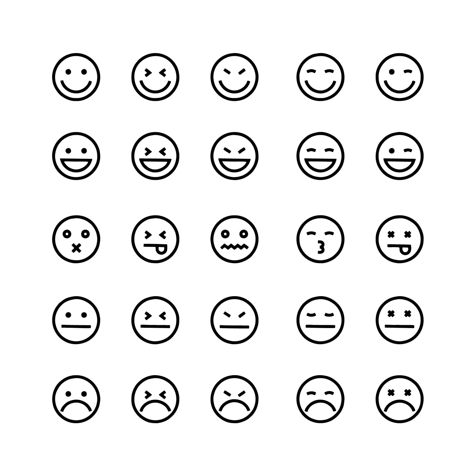 emoji colocar. caras en un lineal estilo. vector gráfico, abstracción