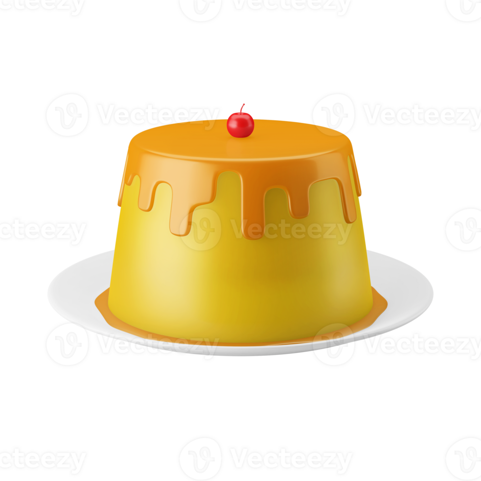 french traditional pudding caramel syrup creme western food dessert dish 3d render icon illustration isolated png