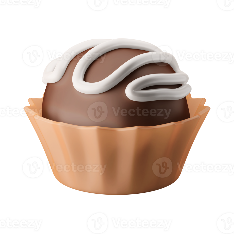 traditional sweet bakery truffle cake round ball western food dessert 3d rendering icon illustration isolated png