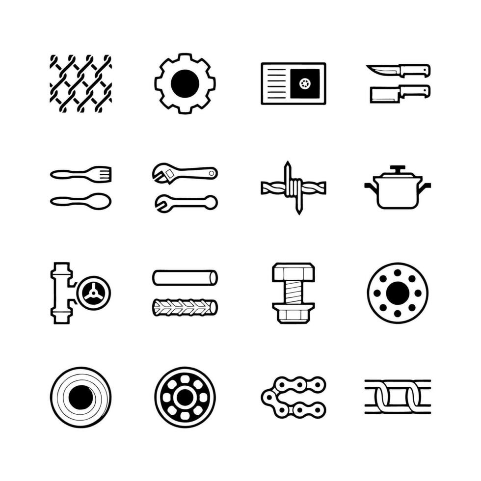 Metallurgy icons set. Outline set of metallurgy vector icons for web