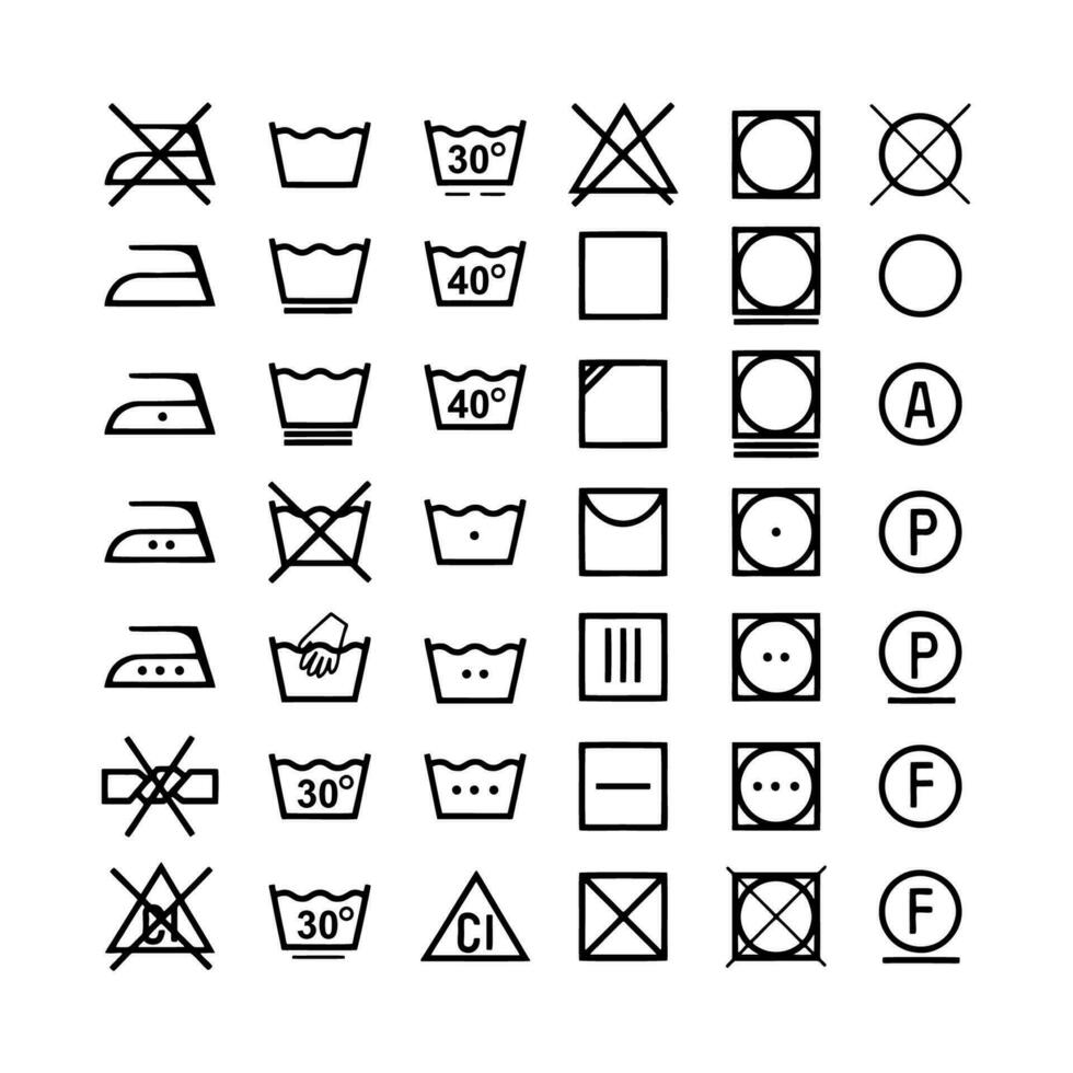Line Icon Set Of Laundry Label Symbol Care Symbol Or Treatment line-icon-set-of-laundry-label-symbol-care-symbol-or-treatment