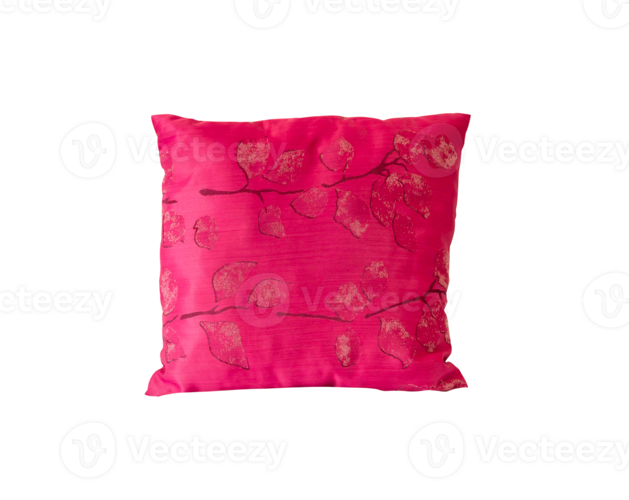Small red pillow with beautiful pattern isolated with clipping path in png file format.