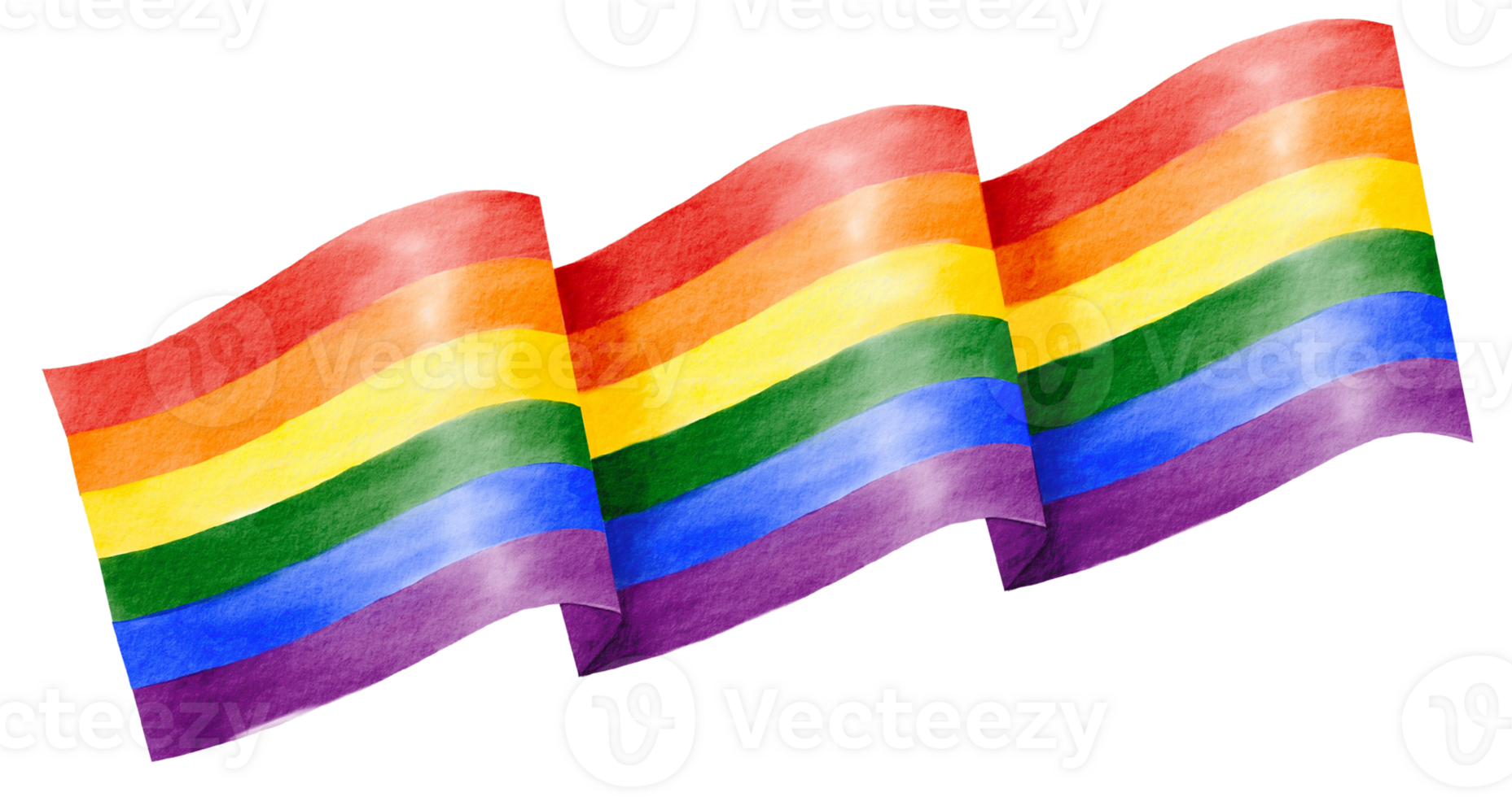 Rainbow flag watercolor painting isolate on png