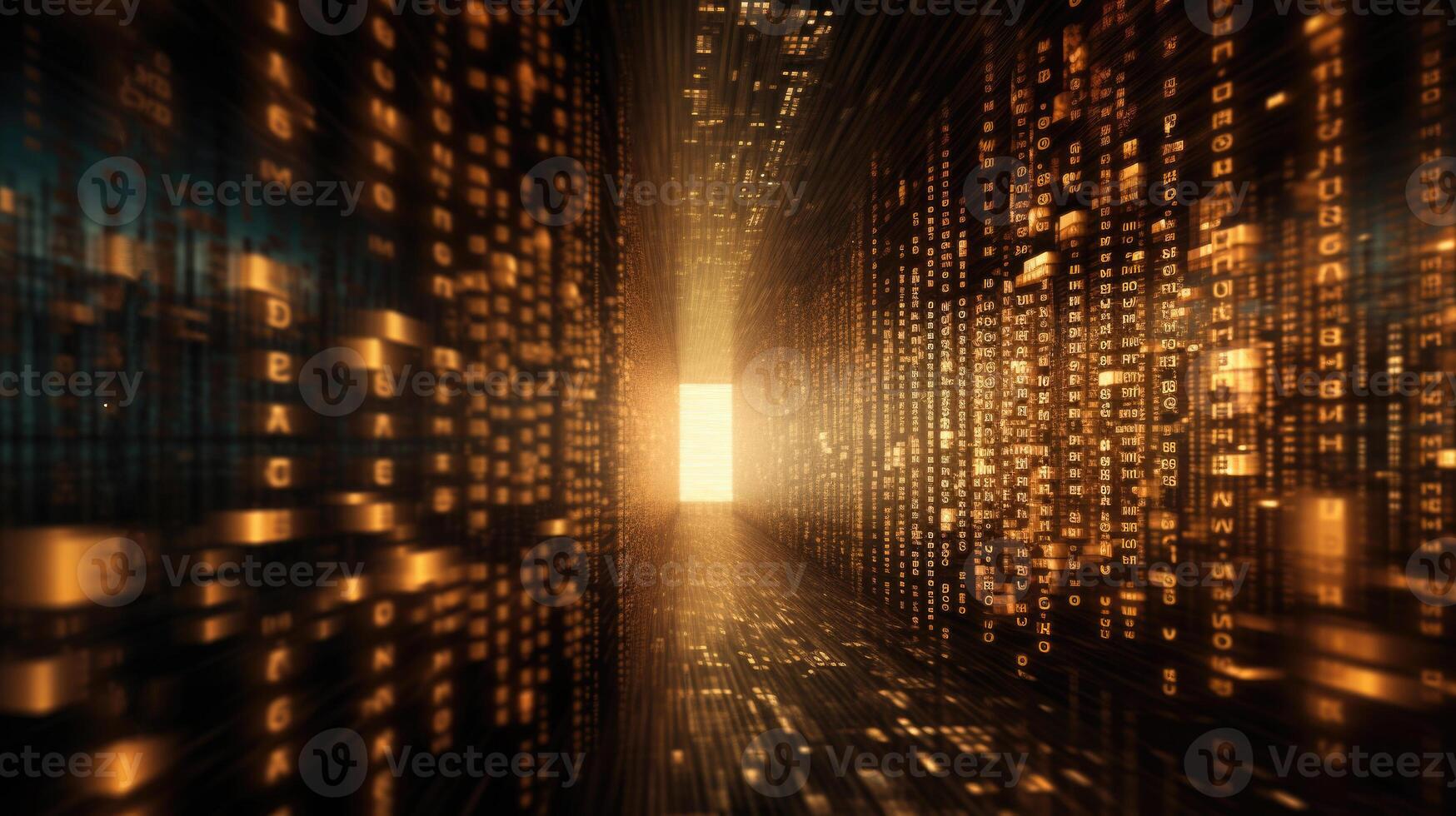 Futuristic cyberspace with binary code background. photo