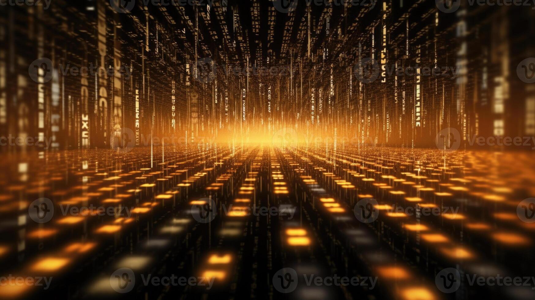 Futuristic cyberspace with binary code background. photo
