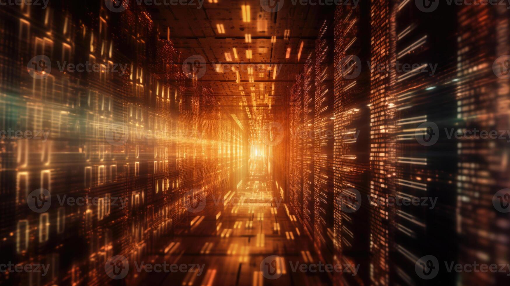 Futuristic cyberspace with binary code background. photo