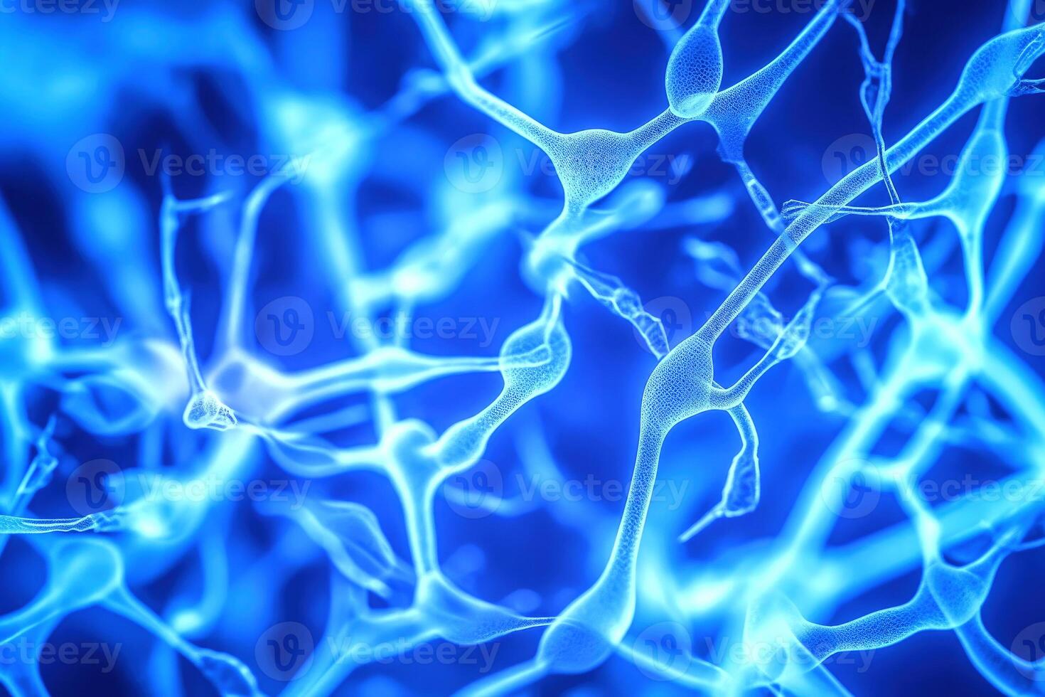 Neuron cells with glowing connections on abstract background. photo