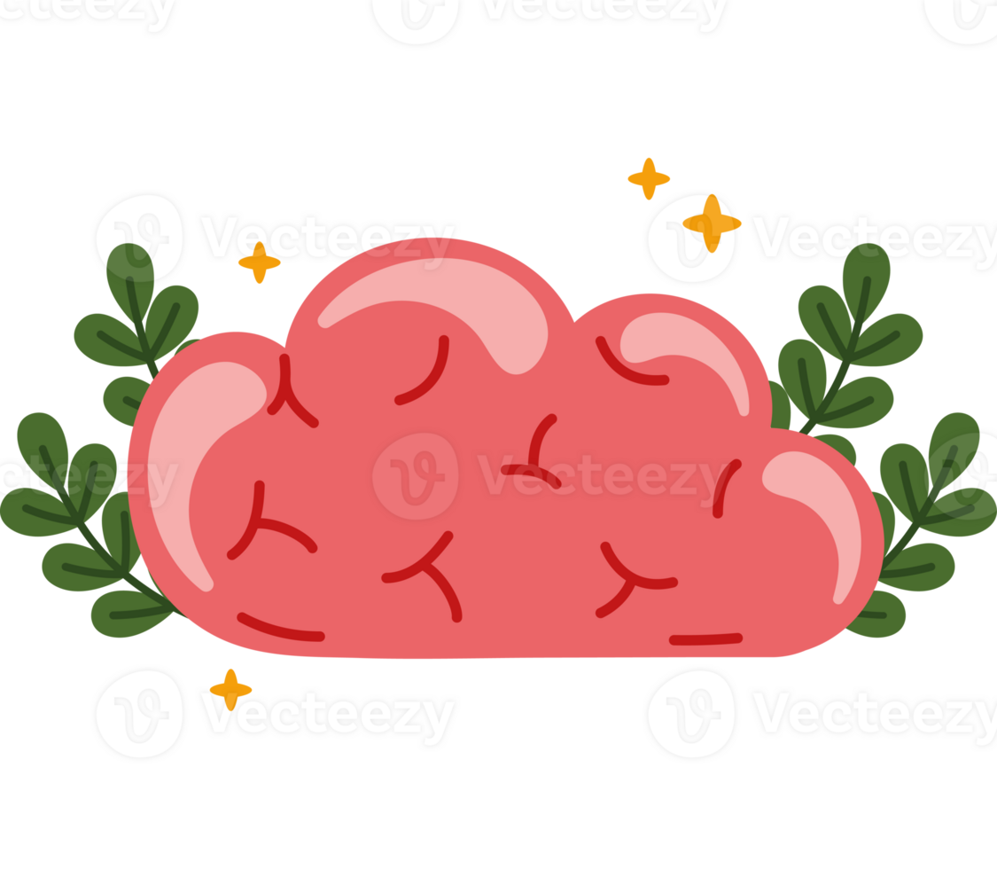 brain with plant branches  png