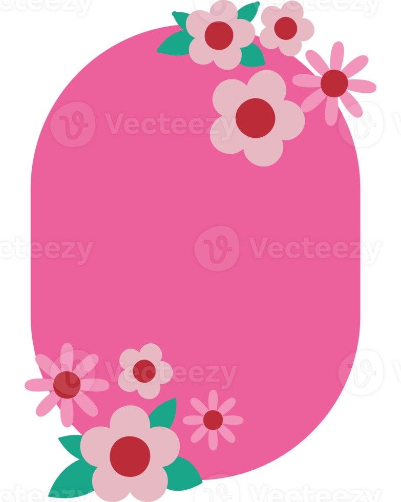 roze decoratie met bloemen over- wit png