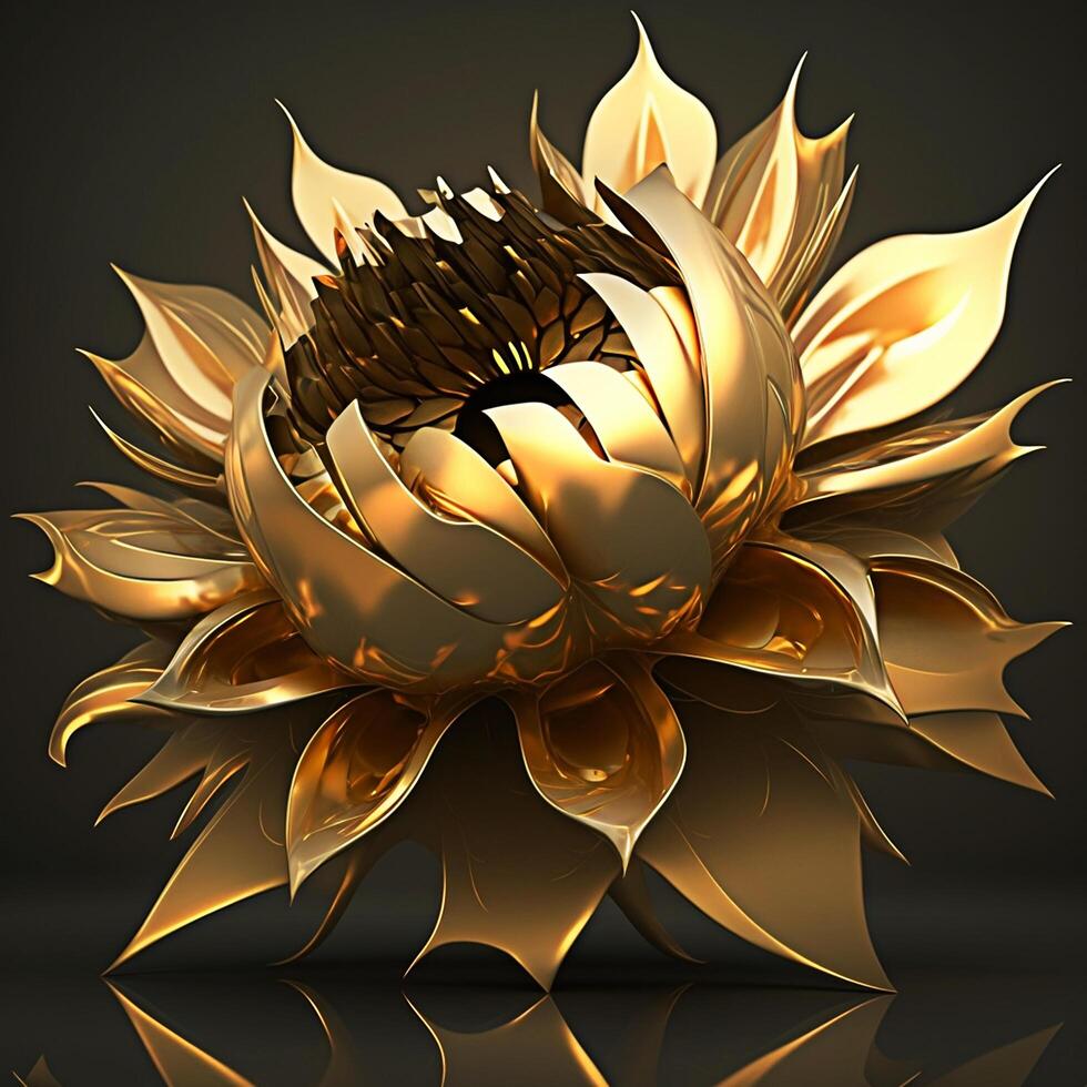Realistic Golden Flower Created with Technology photo