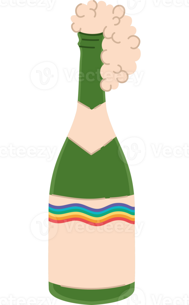 champagne bottle design with lgbtq flag png