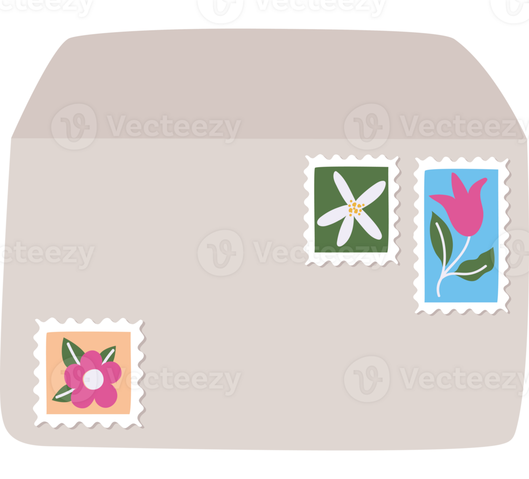 colored envelope image with stamps png