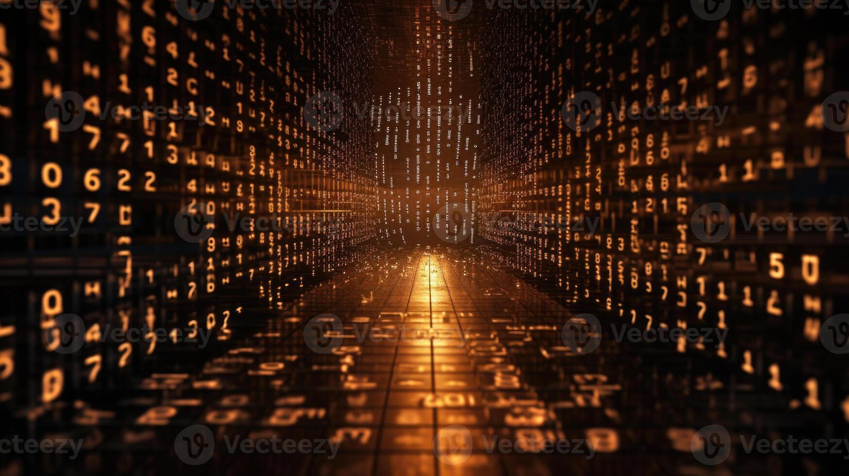 Futuristic cyberspace with binary code background. photo