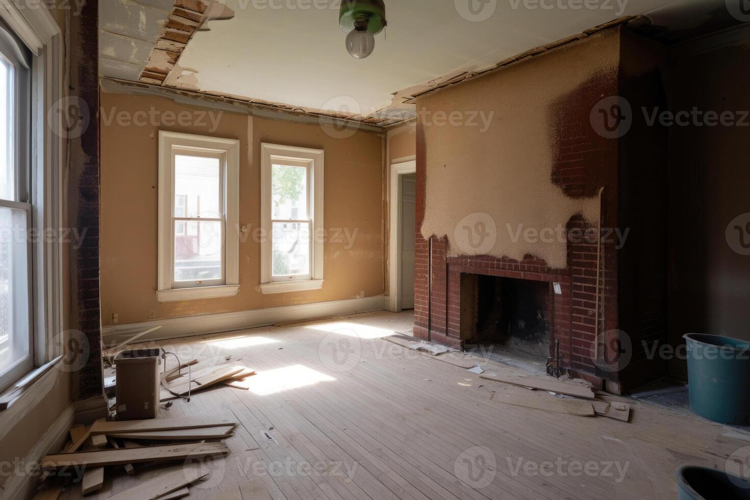 Renovation concept. Interior room before repair. photo